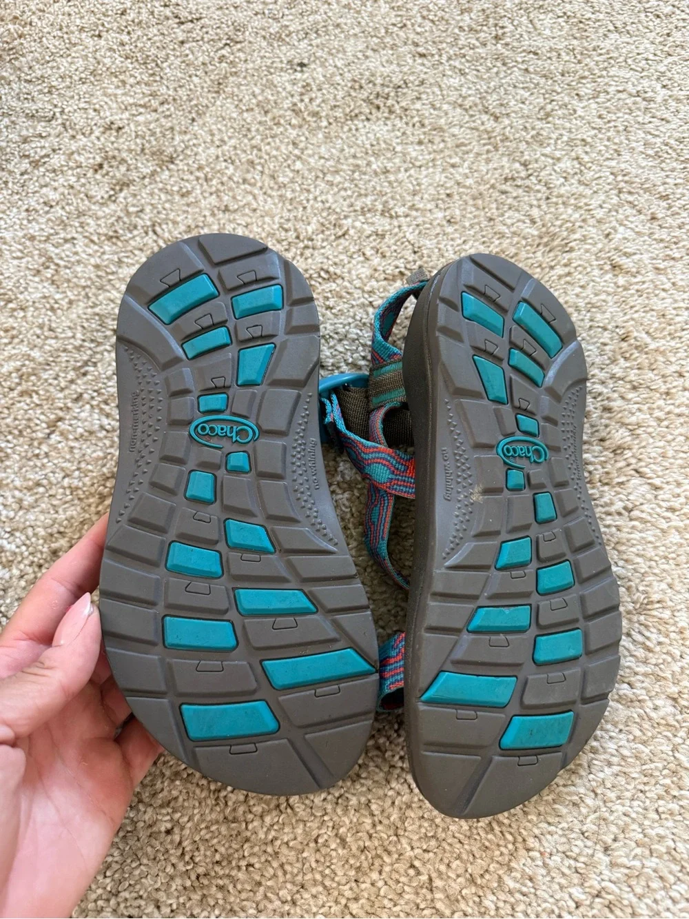 Chaco Kids Woven Strap Outdoor Sandals - Teal & Orange Size US3